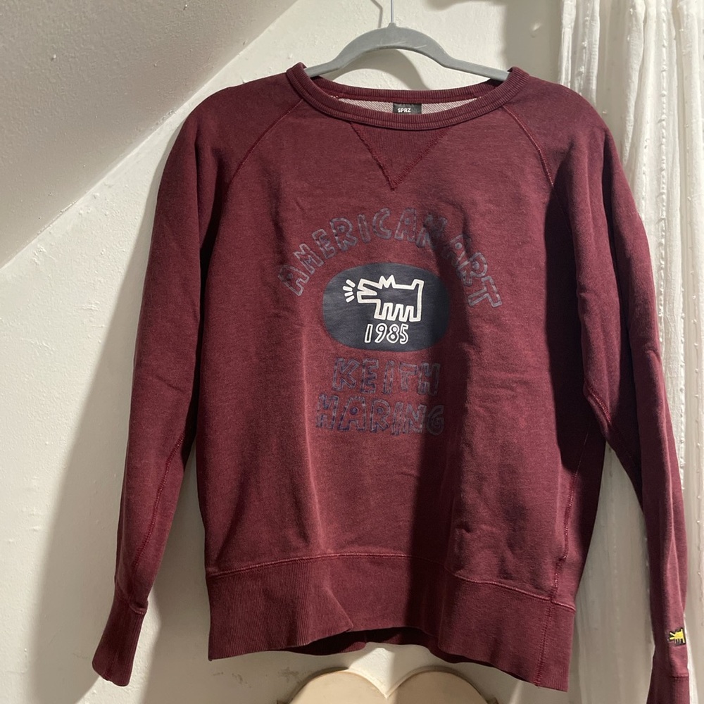 “American Art” Keith Haring burgundy sweater